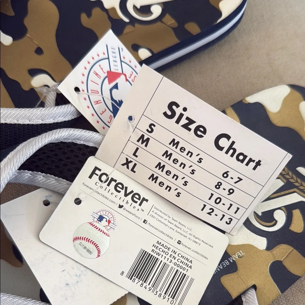 Milwaukee Brewers Baseball MLB Men’s Camo Flip Flops Sandals Navy Blue Size 12